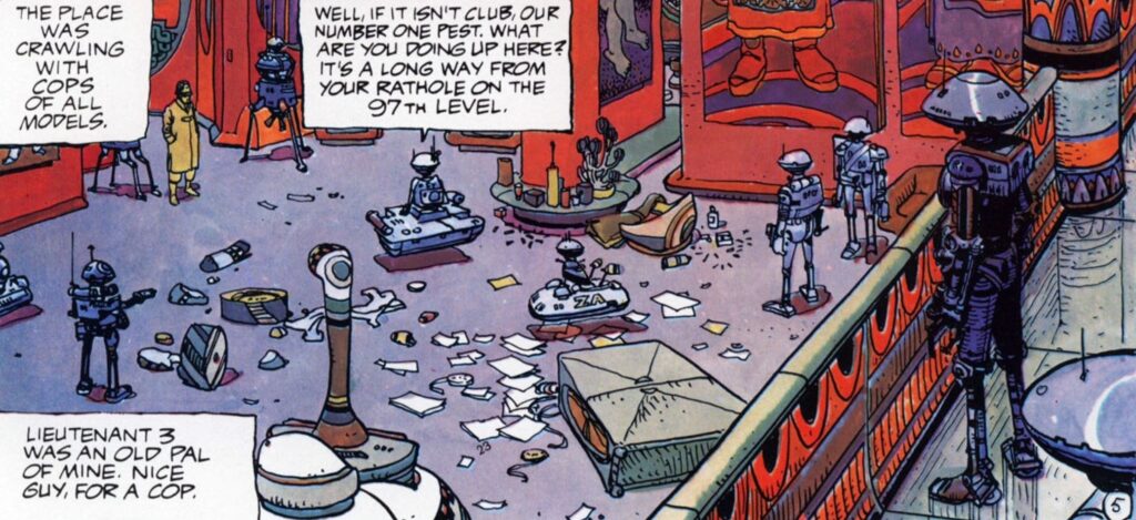 Viñeta de The Long Tomorrow de Moebius.