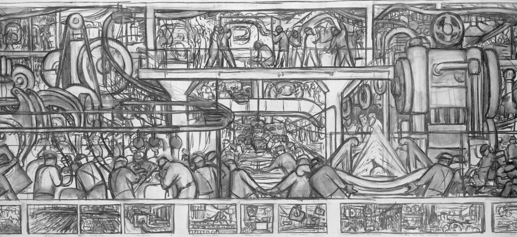 Rivera: Boceto de murales de la industria de Detroit